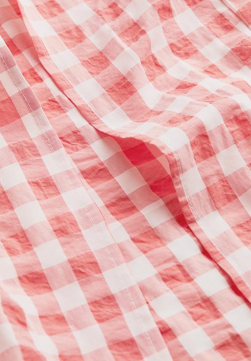 H&M - Viscose-blend crêpe skirt - coral/checked