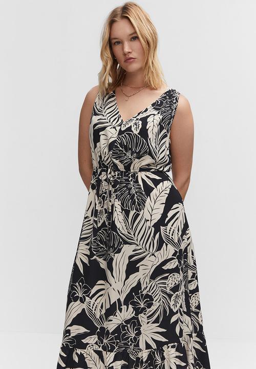 MANGO - Plus dress apricot - black