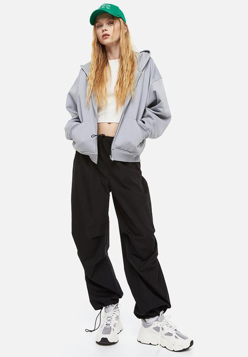 H&M - Oversized zip-through hoodie - light grey 