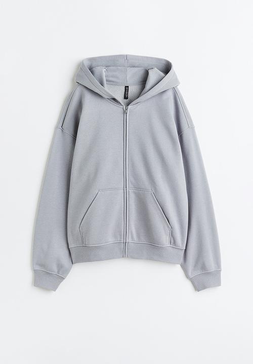 H&M - Oversized zip-through hoodie - light grey 
