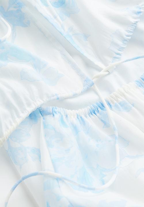 H&M - Puff-sleeved lyocell-blend dress - light blue/floral