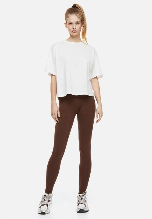 H&M - V-waist leggings - dark brown