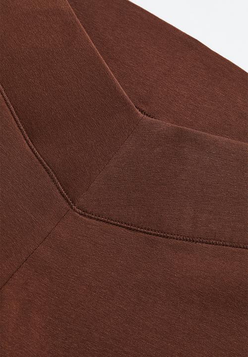H&M - V-waist leggings - dark brown