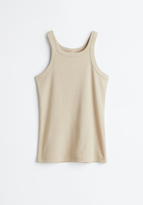 H&M - Ribbed vest top - light beige 