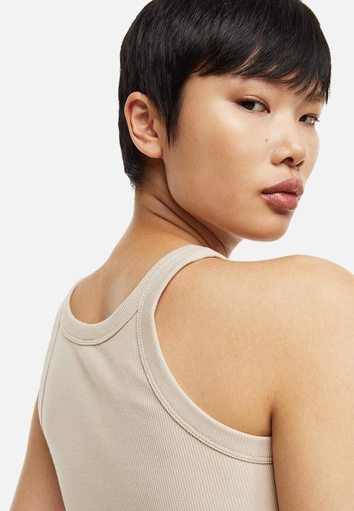 H&M - Ribbed vest top - light beige 