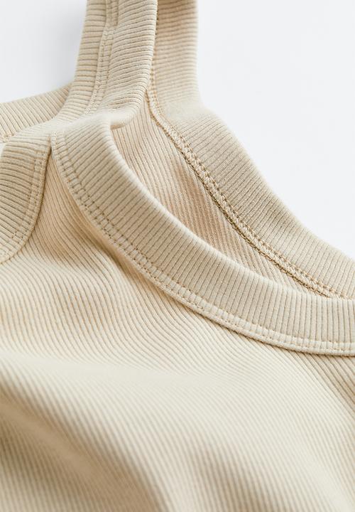 H&M - Ribbed vest top - light beige 