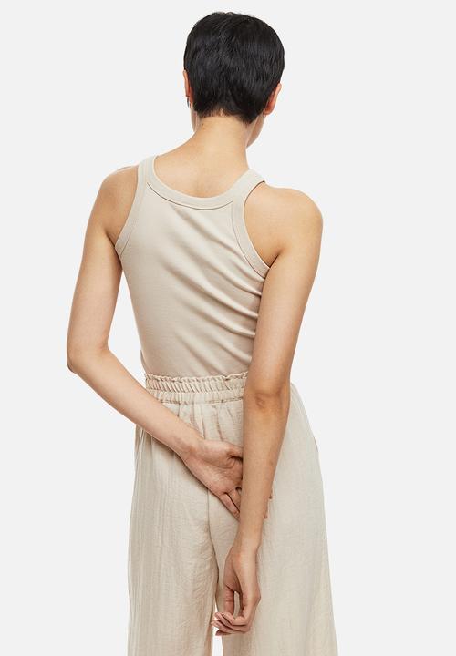 H&M - Ribbed vest top - light beige 