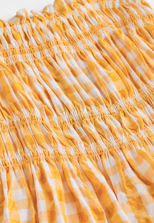 H&M - Smocked seersucker dress - yellow/checked