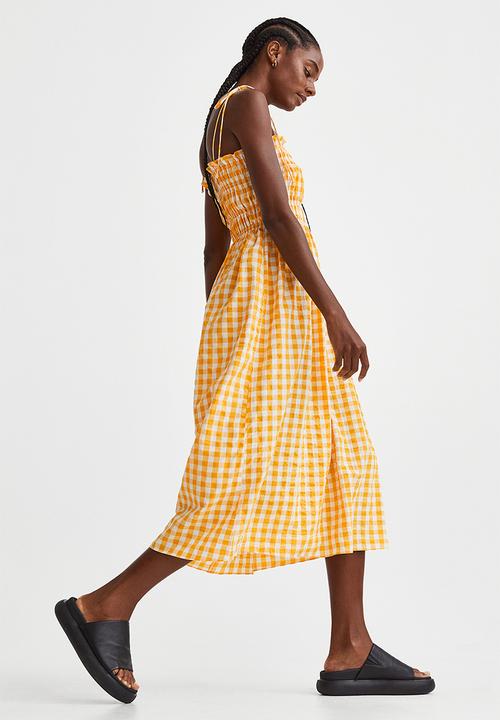 H&M - Smocked seersucker dress - yellow/checked
