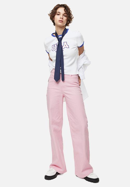 H&M - Wide twill trousers - light pink