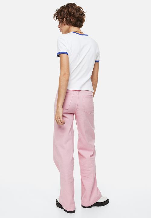 H&M - Wide twill trousers - light pink