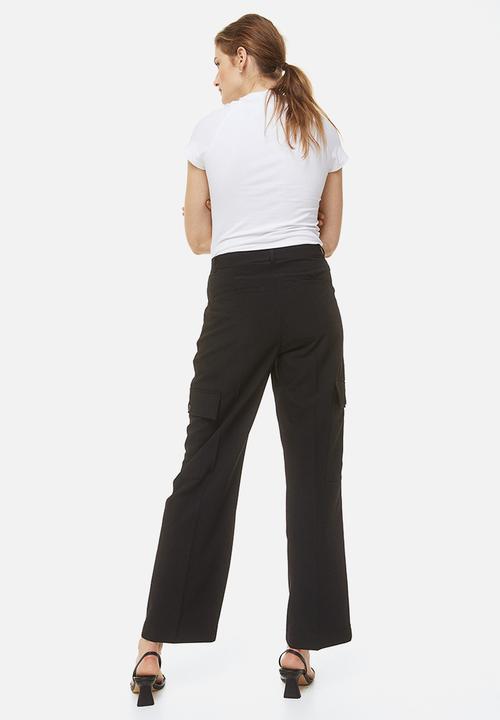 H&M - Straight cargo trousers - black