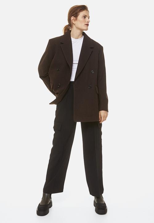 H&M - Straight cargo trousers - black