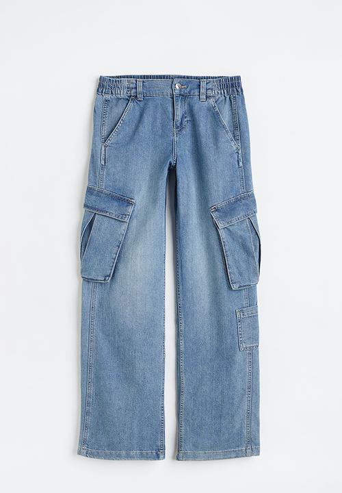 H&M - Straight low cargo jeans - light denim blue