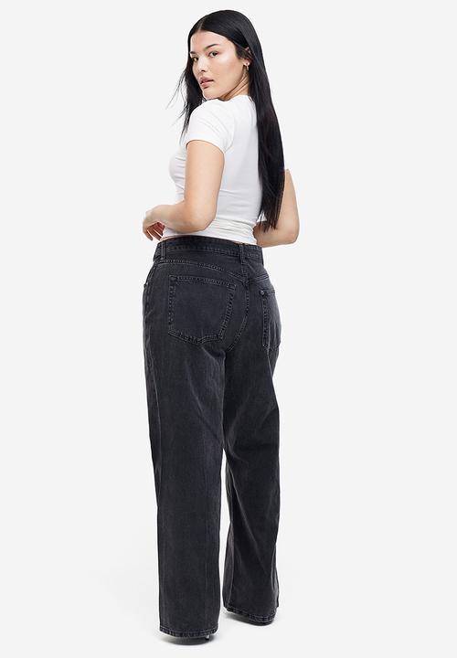 H&M - Curvy fit wide regular jeans - black