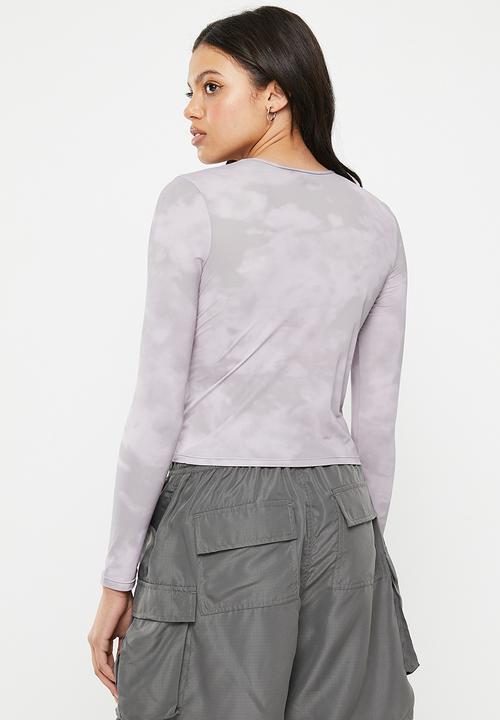 Factorie - Sheer long sleeve top - portrait faces/lilac