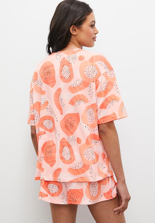 Blake - Aop relaxed knit short set - pawpaw