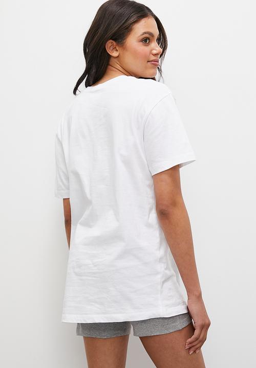 Blake - Oversized tee & cycle short - white/grey mel
