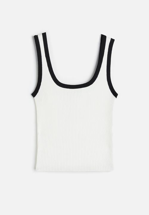 H&M - Rib-knit vest top - cream/black