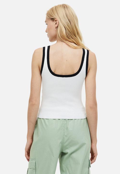 H&M - Rib-knit vest top - cream/black