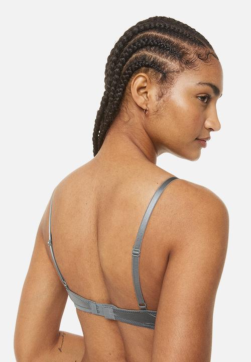 H&M - 2-Pack microfibre push-up bras - white/grey-green