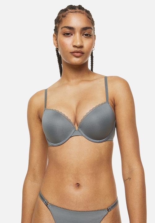 H&M - 2-Pack microfibre push-up bras - white/grey-green