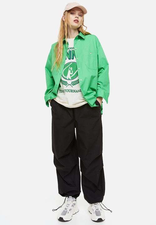 H&M - Oversized poplin shirt - green