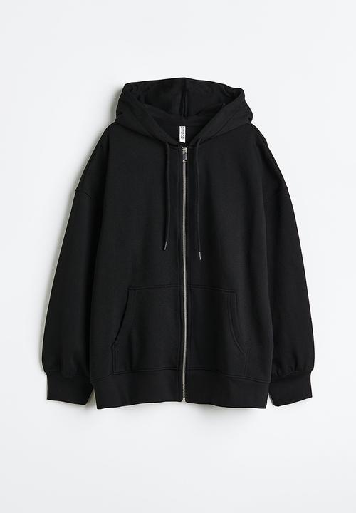 H&M - Oversized zip-through hoodie - black