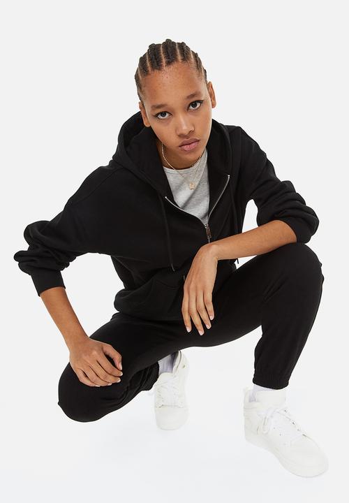 H&M - Oversized zip-through hoodie - black