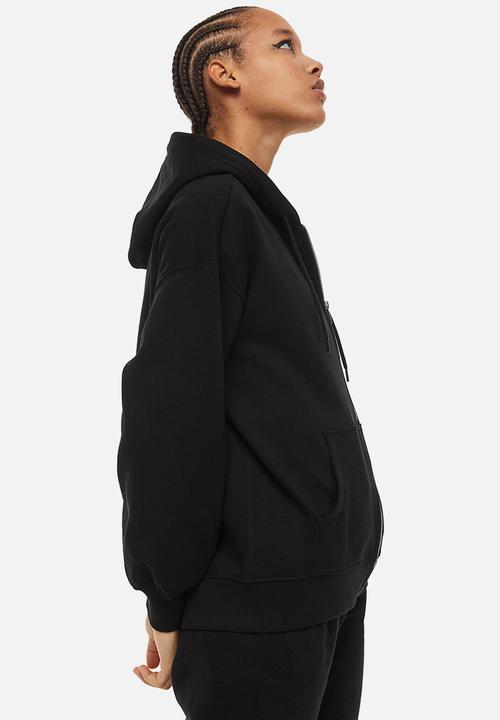 H&M - Oversized zip-through hoodie - black
