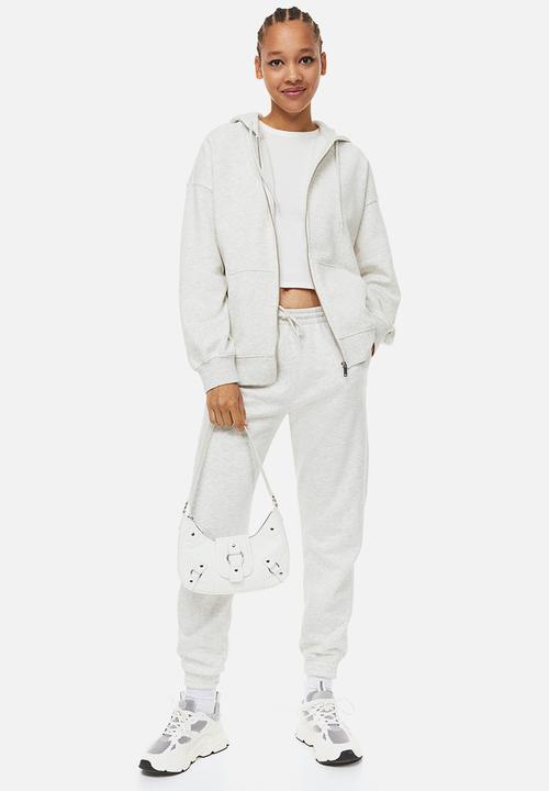 H&M - Oversized zip-through hoodie - light grey marl