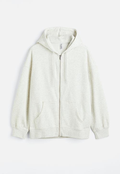 H&M - Oversized zip-through hoodie - light grey marl