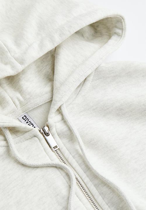 H&M - Oversized zip-through hoodie - light grey marl