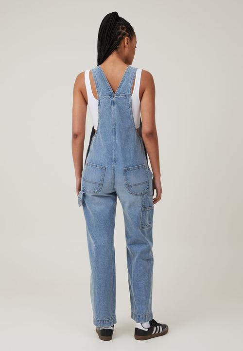 Cotton On - Utility denim long overall - bells blue