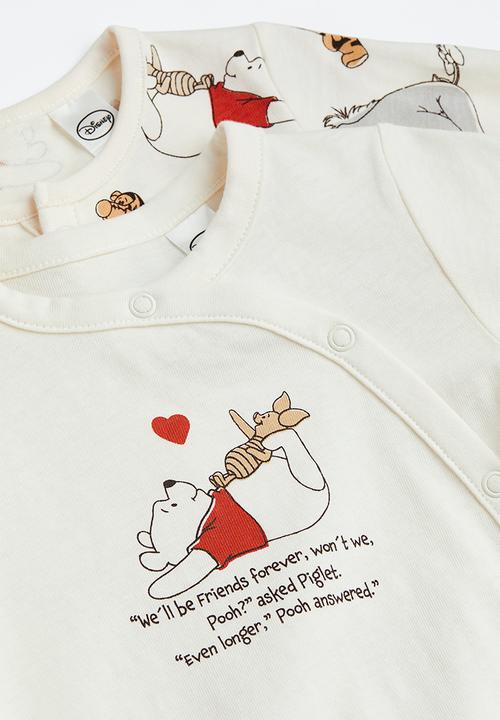 H&M - 2-pack printed cotton all-in-one pyjamas - multi,white