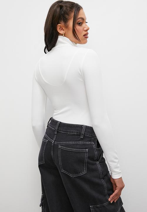 Blake - Zip collared bodysuit - ivory 