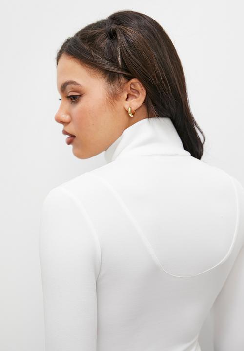 Blake - Zip collared bodysuit - ivory 