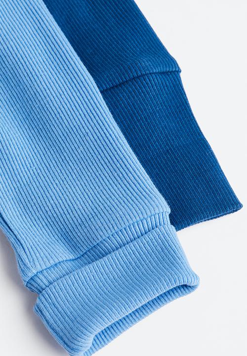 H&M - 2-pack adjustable-fit long-sleeved bodysuits - blue/dark blue