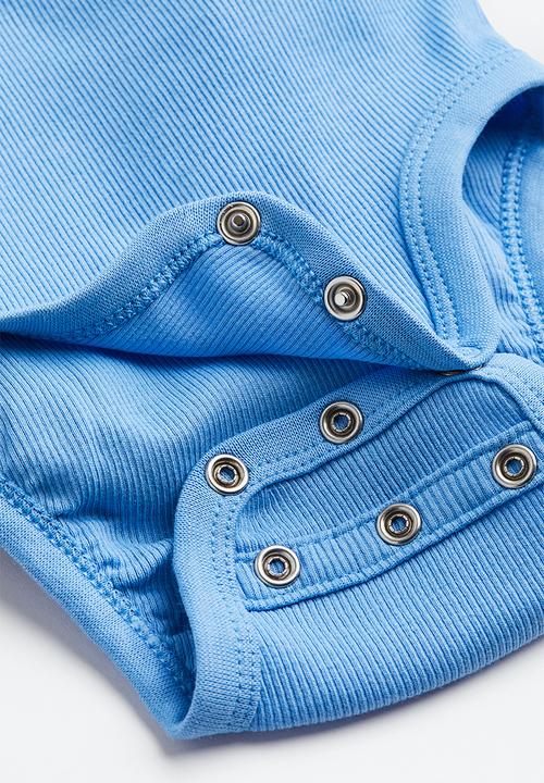H&M - 2-pack adjustable-fit long-sleeved bodysuits - blue/dark blue