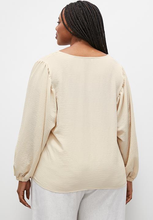 Superbalist - Balloon sleeve v-neck shell - perfectly pale