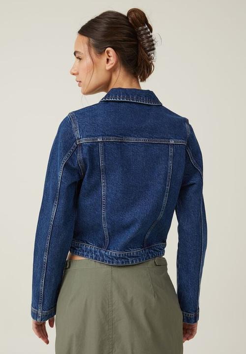 Cotton On - Fitted zip denim jacket - nordic blue