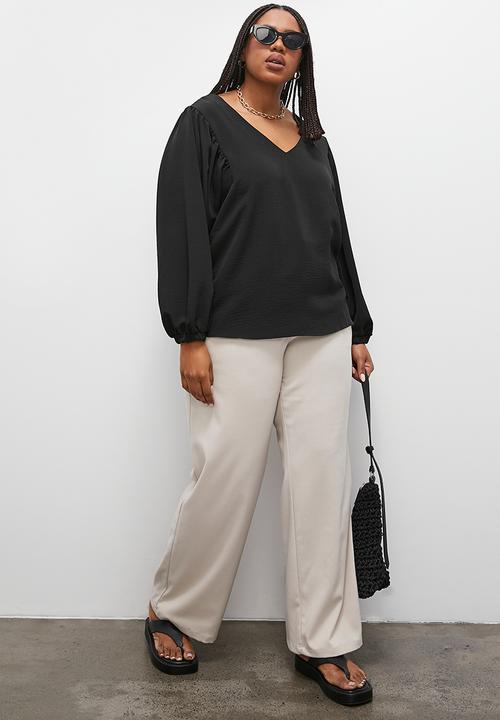 Superbalist - Balloon sleeve v-neck shell -black