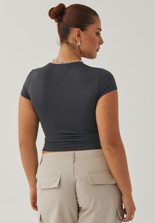 Supré  - Shay short sleeve top - gunmetal