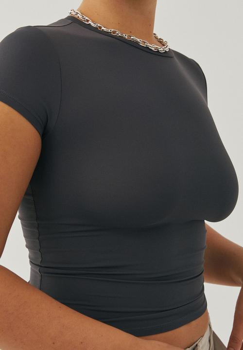 Supré  - Shay short sleeve top - gunmetal