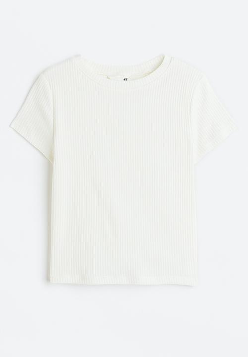 H&M - Ribbed cotton jersey top - white