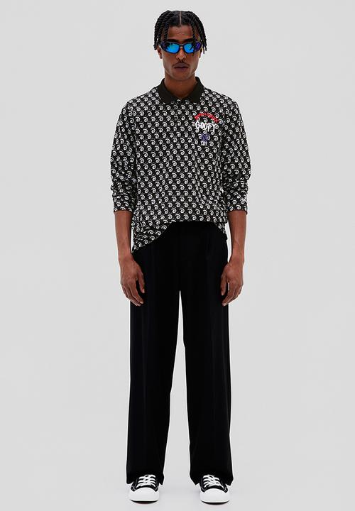 H&M - Regular fit jacquard-knit polo shirt - black/disney100