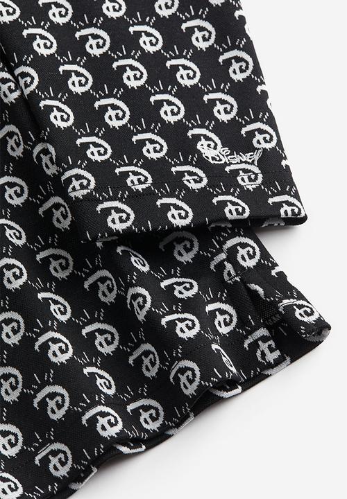 H&M - Regular fit jacquard-knit polo shirt - black/disney100