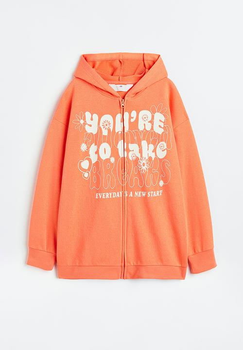 H&M - Oversized zip-through hoodie - orange