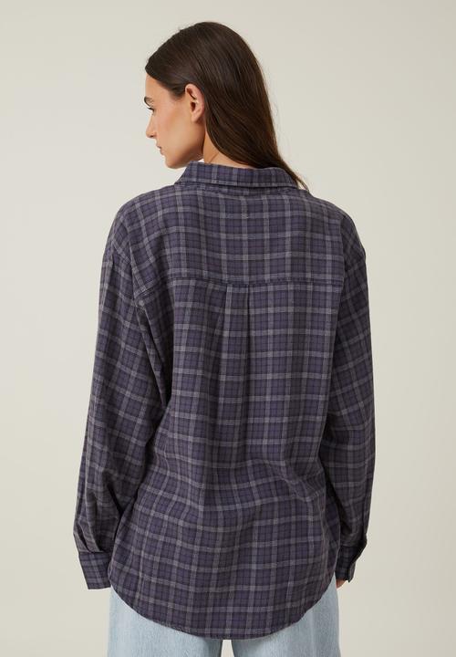 Cotton On - Boyfriend flannel shirt veronika check - vintage blue