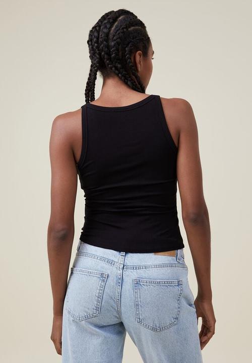 Cotton On - Staple rib scoop neck tank - black